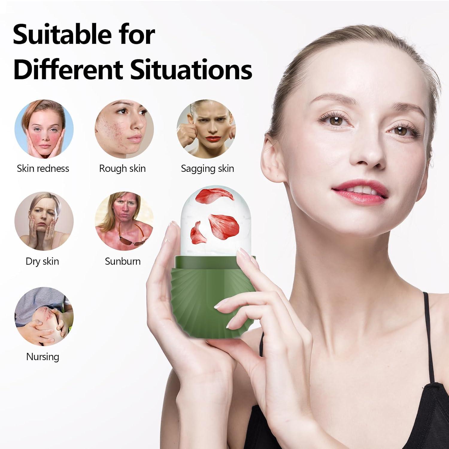 Ice Roller for Face and Eye, Silicone Ice Facial Roller Ice Holder,