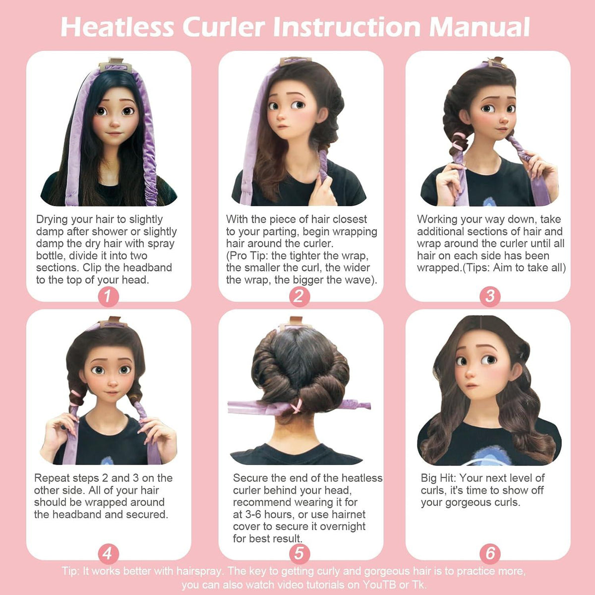 15-Pieces All in-1 Heatless Hair Curler Set with Spray Bottle, Claw Clips, Rat-tail Comb & Satin Scrunchies-Complete Overnight Curls Kit Generic